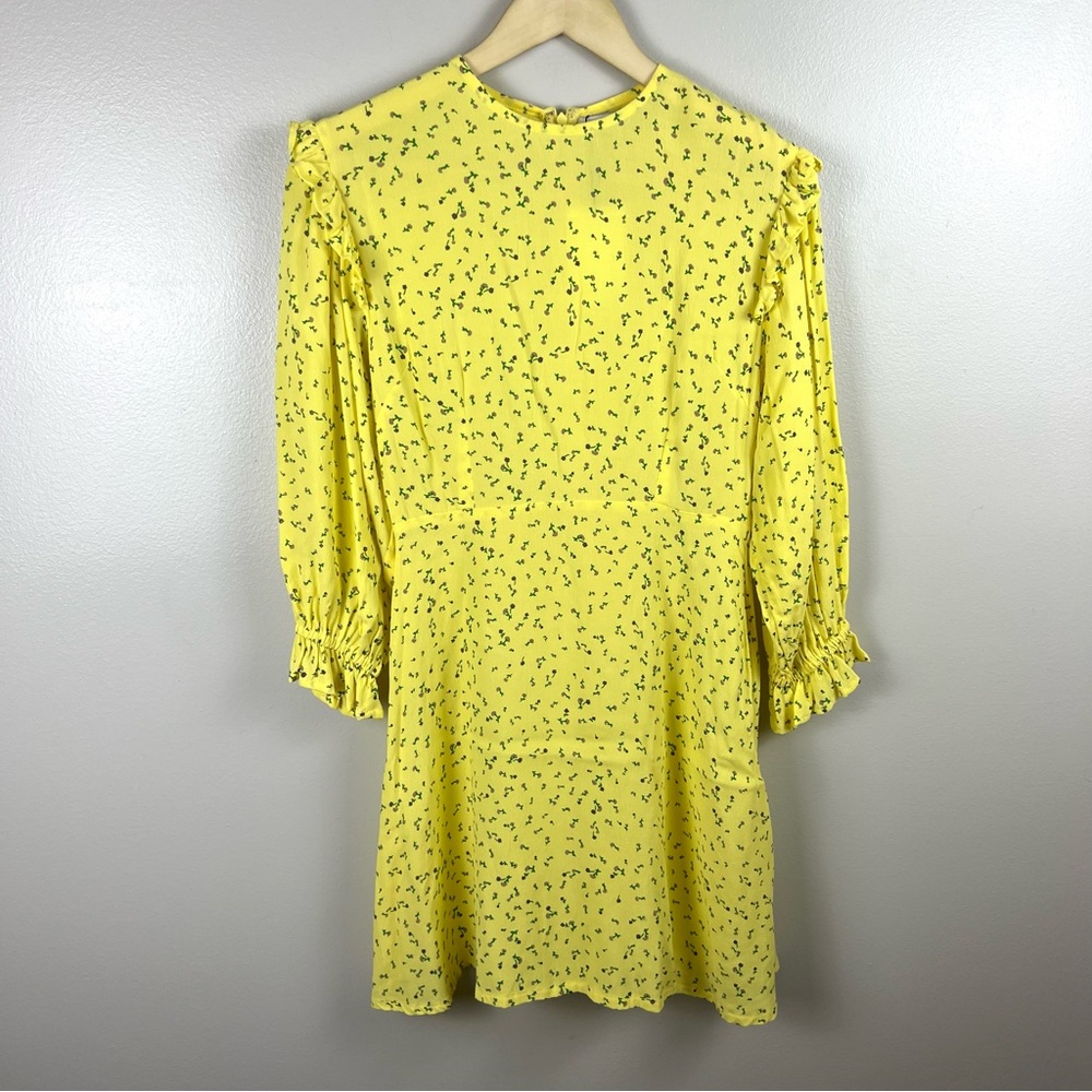 Faithfull the Brand Edwina Mini Dress Size 4 Yellow Micro Floral Brunch Date NWT - Picture 3 of 12